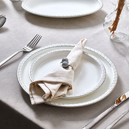 Evaliza Alaia Stella Platin 60 Parça 12 Kişilik Yemek Takımı