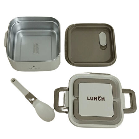 Aryıldız Bento Kare Lunch Box Yemek Termosu Bej 700 ml