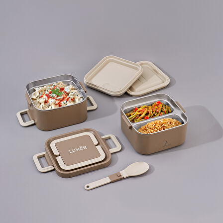 Aryıldız Bento Lunch Box Kare Haki 1400 ml