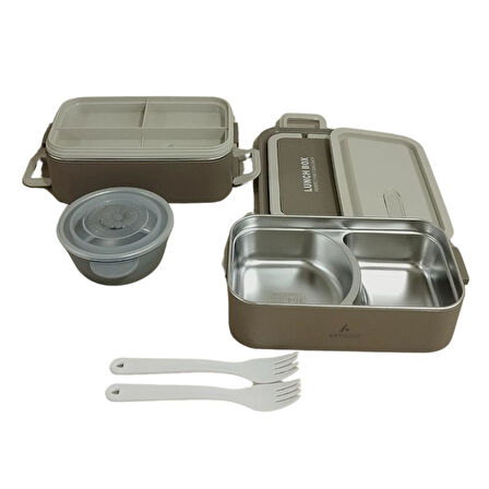 Aryıldız Bento Dikdörtgen Lunch Box Yemek Termosu Vizon 2000 ml