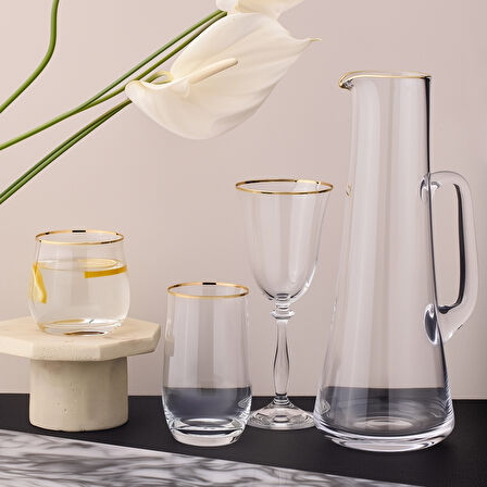 Evaliza Crystalite Gold 37 Parça 12 Kişilik Su Seti
