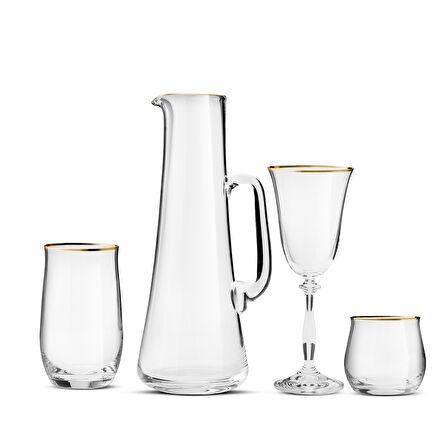 Evaliza Crystalite Gold 37 Parça 12 Kişilik Su Seti