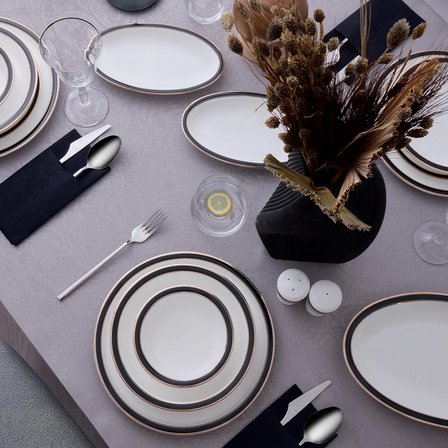 Evaliza Alaia Black Gold 60 Parça 12 Kişilik Yemek Takımı