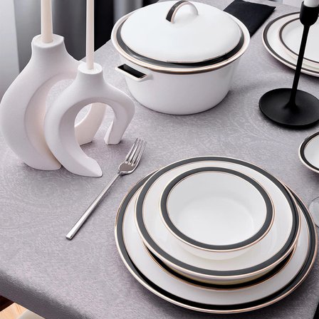 Evaliza Alaia Black Gold 60 Parça 12 Kişilik Yemek Takımı