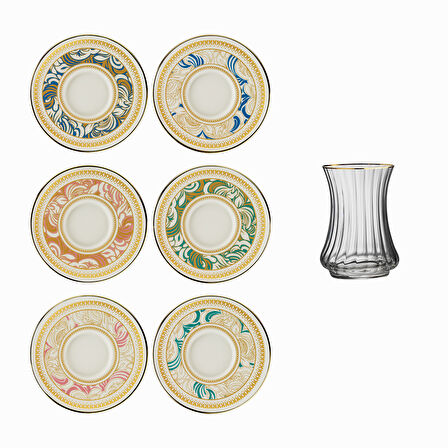 Sandro Moreno 1453 Şal Optik 12 Parça 6 Kişilik Çay Seti 110 ml