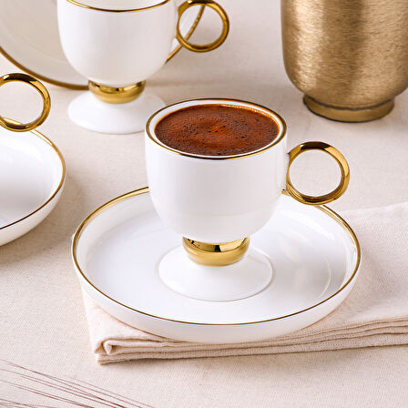 Aryıldız Margaux Gold 12 Parça 6 Kişilik Türk Kahve Fincanı