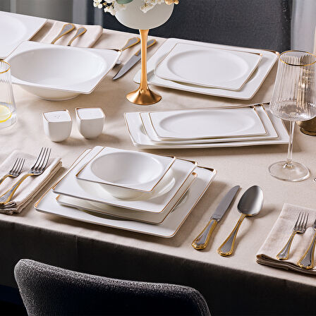 Aryıldız Crystal İxir Gold 56 Parça 12 Kişilik Yemek Takımı