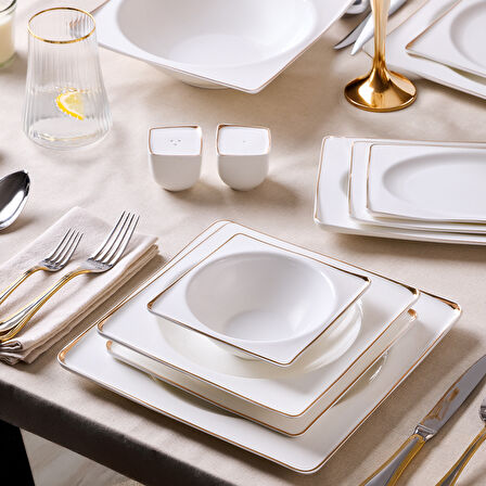 Aryıldız Crystal İxir Gold 56 Parça 12 Kişilik Yemek Takımı