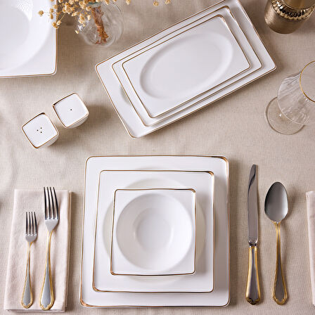 Aryıldız Crystal İxir Gold 56 Parça 12 Kişilik Yemek Takımı