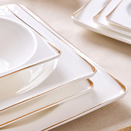 Aryıldız Crystal İxir Gold 56 Parça 12 Kişilik Yemek Takımı