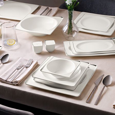 Aryıldız Crystal İxir Platin 56 Parça 12 Kişilik Yemek Takımı