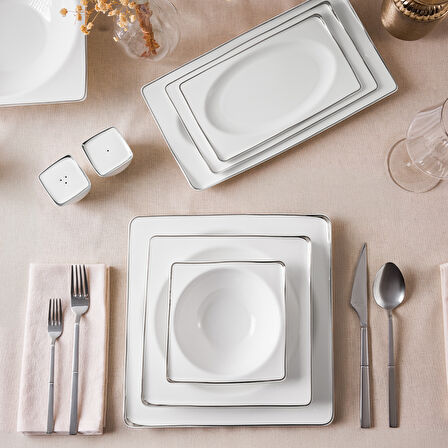 Aryıldız Crystal İxir Platin 56 Parça 12 Kişilik Yemek Takımı