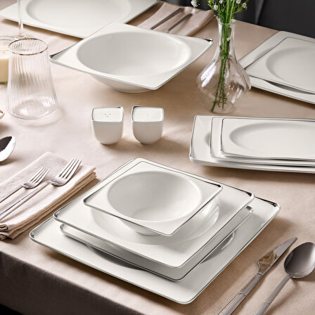Aryıldız Crystal İxir Platin 56 Parça 12 Kişilik Yemek Takımı