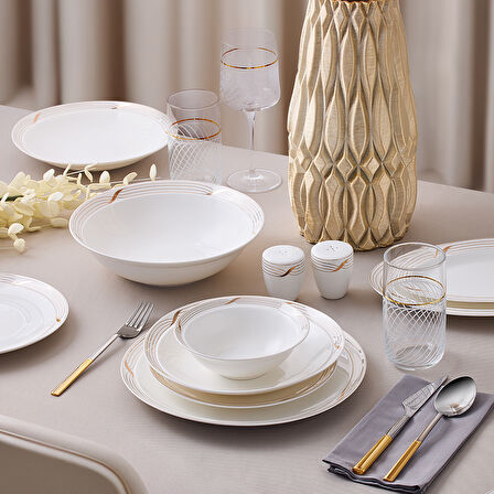 Aryıldız Crystal Provence Gold 56 Parça 12 Kişilik Yemek Takımı