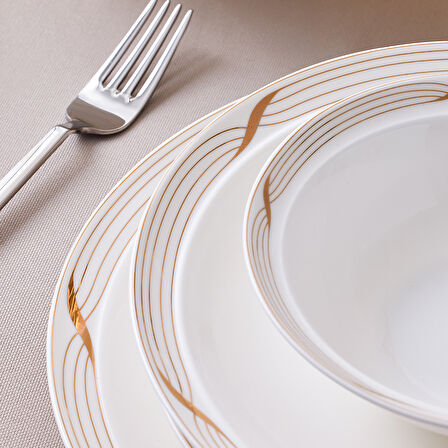 Aryıldız Crystal Provence Gold 56 Parça 12 Kişilik Yemek Takımı