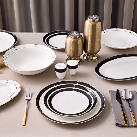 Aryıldız Crystal Provence Black 56 Parça 12 Kişilik Yemek Takımı