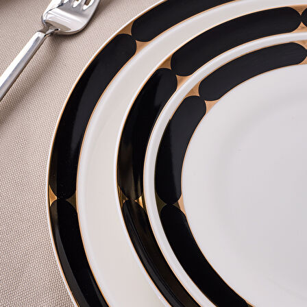 Aryıldız Crystal Provence Black 56 Parça 12 Kişilik Yemek Takımı