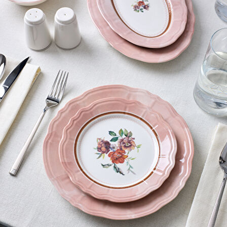 Aryıldız Jardin Pembe 30 Parça 6 Kişilik Yemek Takımı