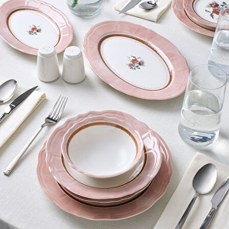 Aryıldız Jardin Pembe 30 Parça 6 Kişilik Yemek Takımı