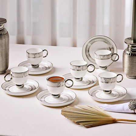 Aryıldız Aurelia Silver 12 Parça 6 Kişilik Kahve Fincan Takımı 90 ml