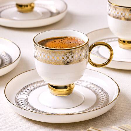 Aryıldız Aurelia Gold 12 Parça 6 Kişilik Kahve Fincan Takımı 90 ml