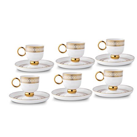 Aryıldız Aurelia Gold 12 Parça 6 Kişilik Kahve Fincan Takımı 90 ml