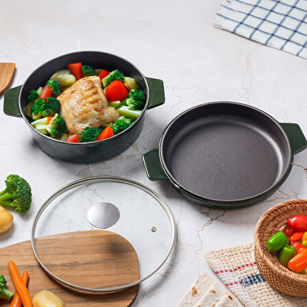 Aryıldız Duo Cast İron Tencere Fesleğen 24 cm