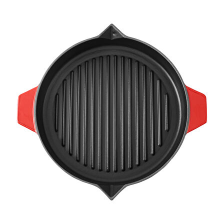 Aryıldız Duo Cast Bombe Grill Tava Kırmızı 30 cm