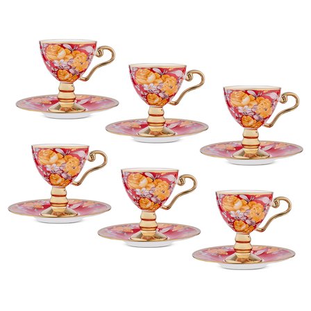 Aryıldız Laura 12 Parça 6 Kişilik Kahve Fincan Takımı Kırmızı 90 ml