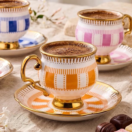  Aryıldız Riva 12 Parça 6 Kişilik Lüx Kahve Fincan Takımı 90 ml
