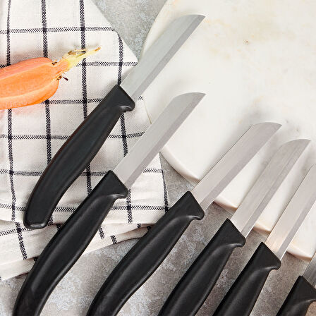 Aryıldız Mira 6 Parça Dişli Meyve Bıçak Seti Siyah