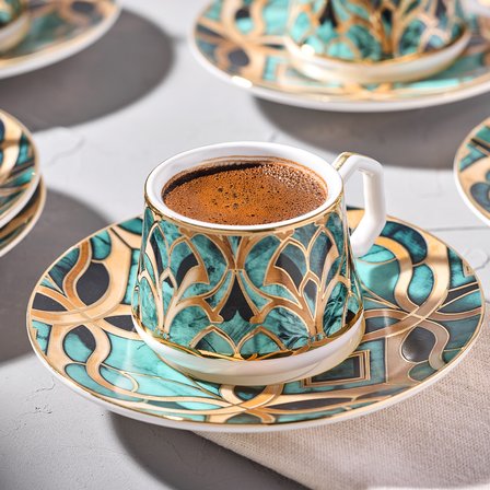 Sandro Moreno 1453 Geo Avangarde 12 Parça 6 Kişilik Kahve Fincan Takımı 90 ml