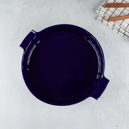 Aryıldız Elissa Rölyefli Yuvarlak Fırın Kabı Kobalt 32.5 cm