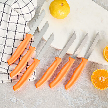 Aryıldız Mira 6 Parça Dişli Meyve Bıçak Seti Turuncu