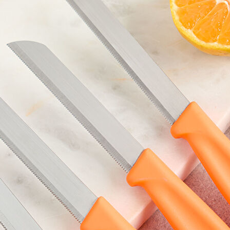 Aryıldız Mira 6 Parça Dişli Meyve Bıçak Seti Turuncu