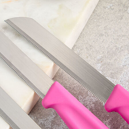 Aryıldız Mira 6 Parça Dişli Meyve Bıçak Seti Fuşya