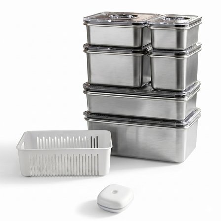 Aryıldız Vacuum & Fresh Çelik 14 Parça Saklama Kabı Seti