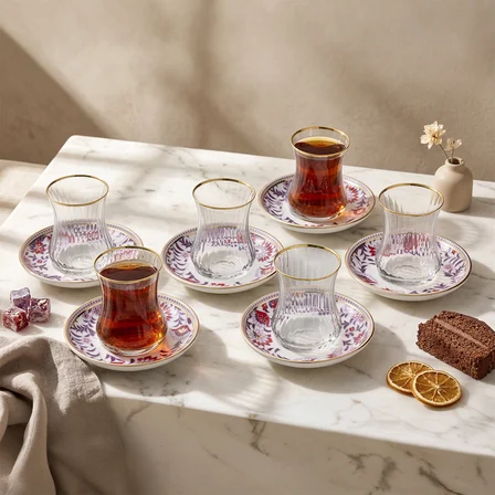 Sandro Moreno 1898 Mistik Optik Gold 12 Parça 6 Kişilik Çay Takımı 150 ml