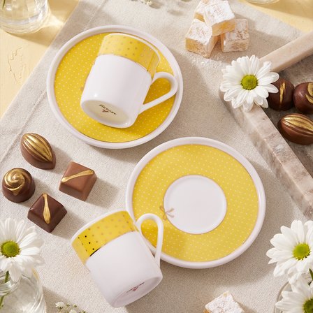 Aryıldız Nila 4 Parça 2 Kişilik Kahve Fincan Takımı Sarı 90 ml