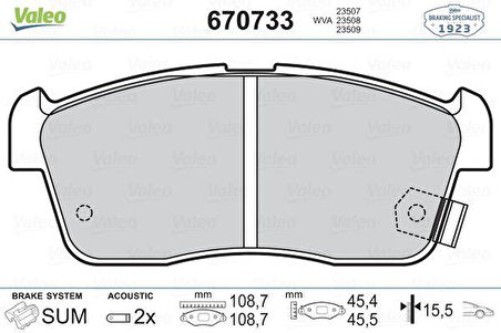 Daıhatsu Fren Balatası On Suzukı Alto İgnis 04-> Daıhatsu Sirion Cuore 04-> - Valeo 670733