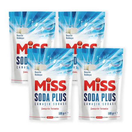 Miss Soda Plus Çamaşır Sodası Beyaz Sabun Kokulu 500 gr 4 lü
