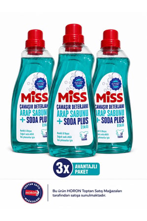 Miss Sıvı Çamaşır Deterjanı Arap Sabunu + Soda Etkili 1.5 lt 3'lü
