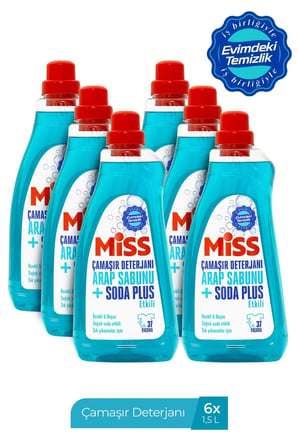 Miss Sıvı Çamaşır Deterjanı Arap Sabunu + Soda Etkili 1.5 lt 6'lı