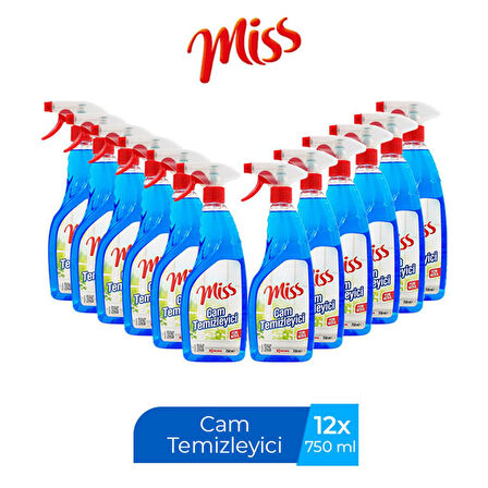 MİSS CAM TEMİZLEYİCİ SPREYLİ 750 ML x 12 ADET