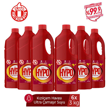 HYPER HYPO ULTRA KIVAMLI ÇAMAŞIR SUYU KIZILÇAM 3 KG X 6 ADET