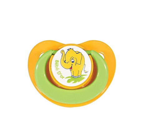 Bebedor 0-3 Ay Silikon Desenli Emzik 191 -sarı yeşil sap fil desen  