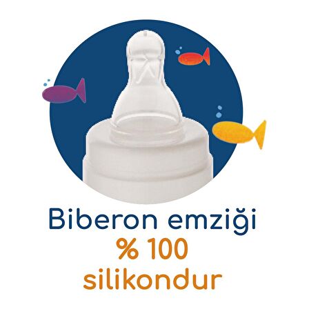 Bebedor Silikon Emzikli Desenli Kulplu Biberon 150 ML