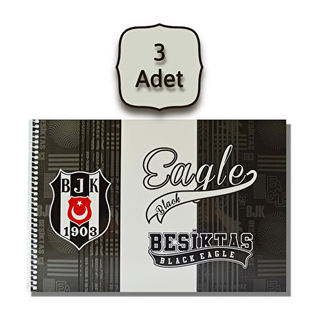 Beşiktaş 17x24 15 Yaprak Karton Kapak Spiralli Resim Defteri 3 Adet