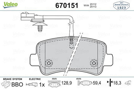 Renault Arka Fren Balatası (tk) Master III 10> 2,3 DCI Movano B 10> 2,3 Cdti - Valeo 670151