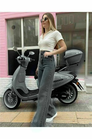 Çnr Kadın Füme Likralı Salaş Yüksek Bel Kot Jean Pantolon New Sezon-2